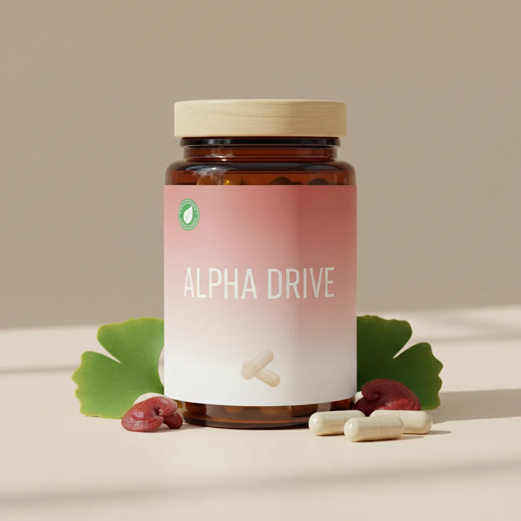 Alpha Drive witte supplement fles met lichtblauwe hexagon accenten